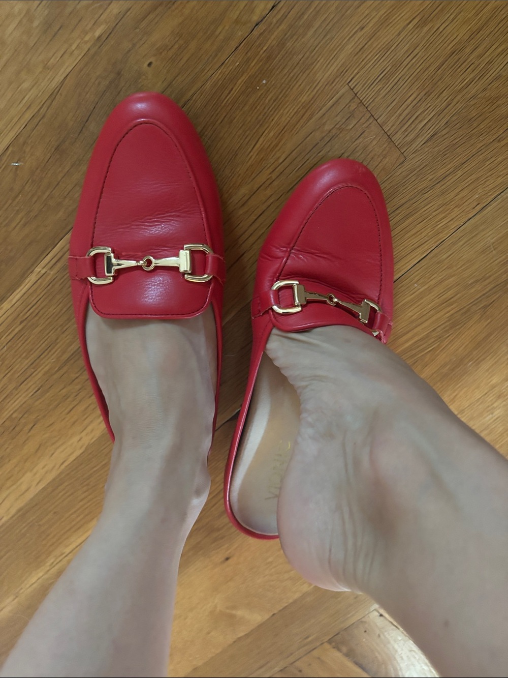 Red Leather Horsebit Loafers for Women size 6.5